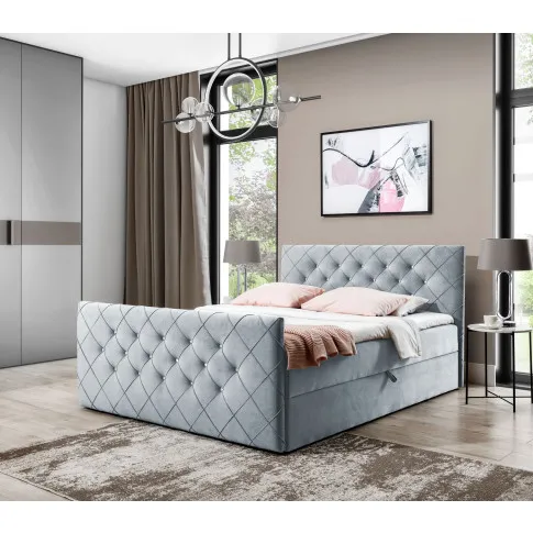 Aranżacja wnętrza z jasnoszarym łóżkiem Celivera