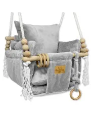 Szara dziecięca huśtawka na balkon edukacyjna minky - Papios w sklepie Edinos.pl