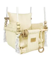 Drewniana huśtawka edukacyjna dla dziecka ecru - Papios w sklepie Edinos.pl