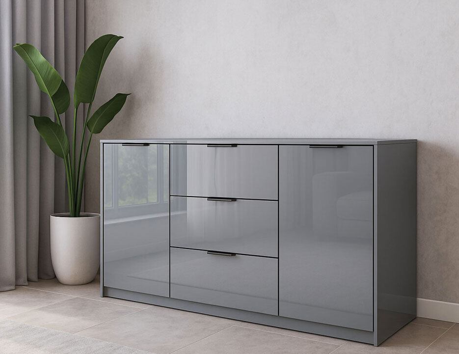 Wnętrze z wykorzystaniem szarej komody w połysku Fassia 3X