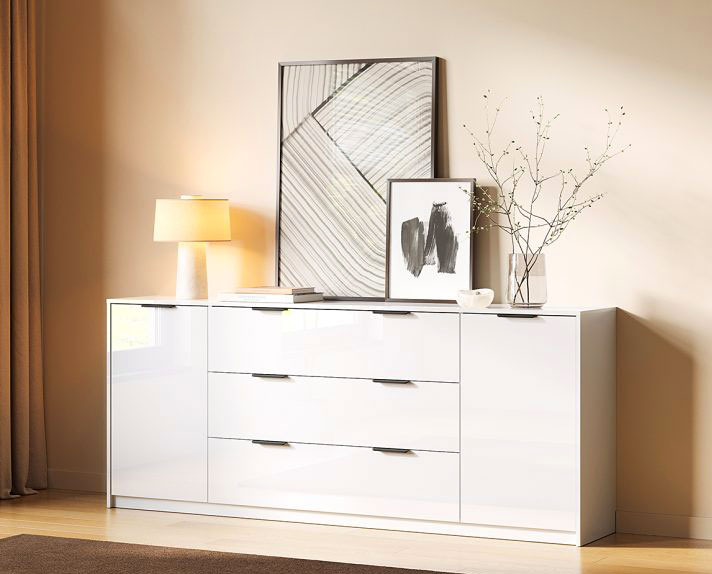 Wnętrze z wykorzystaniem białej komody w połysku Fassia 4X