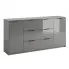 Szara komoda nowoczesna z 3 szufladami szary połysk lawa - Fassia 4X