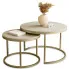 Zestaw 2 okrągłych stolików kawowych Arienna kaszmir + złoto