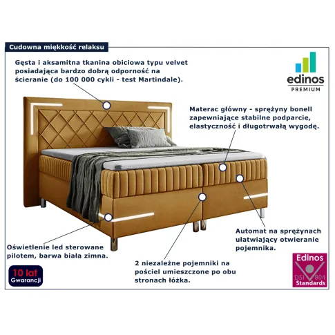 Musztardowe łóżko kontynentalne Solterro