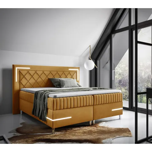 Aranżacja wnętrza z żółtym łóżkiem Solterro