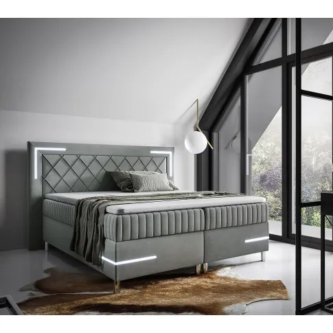 Aranżacja wnętrza z ciemnoszarym łóżkiem Solterro