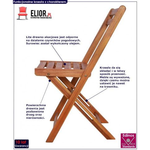 Fotografia Zestaw drewnianych krzeseł ogrodowych 2 szt. Emert - brązowy z kategorii Krzesła ogrodowe