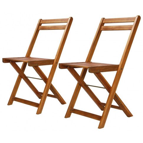 Zdjęcie produktu Zestaw drewnianych krzeseł ogrodowych 2 szt. Emert - brązowy.