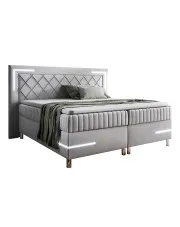 Jasnoszare łóżko tapicerowane z pojemnikiem 5 rozmiarów - Solterro w sklepie Edinos.pl