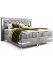 Jasnoszare łóżko tapicerowane z pojemnikiem 5 rozmiarów - Solterro w sklepie Edinos.pl