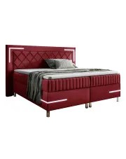 Czerwone welurowe łóżko kontynentalne LED 5 rozmiarów - Solterro w sklepie Edinos.pl
