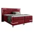 Czerwone welurowe łóżko kontynentalne LED 5 rozmiarów - Solterro