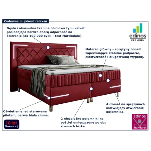 Czerwone łóżko kontynentalne Solterro