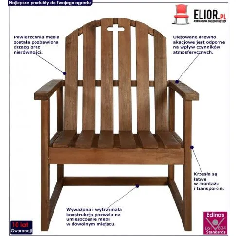 Fotografia Zestaw drewnianych krzeseł ogrodowych - Miris z kategorii Meble ogrodowe