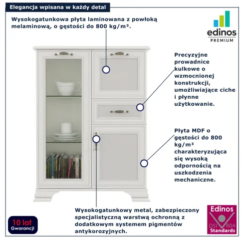 Elegancka komoda z barkiem Traviosa 5X fineline crema