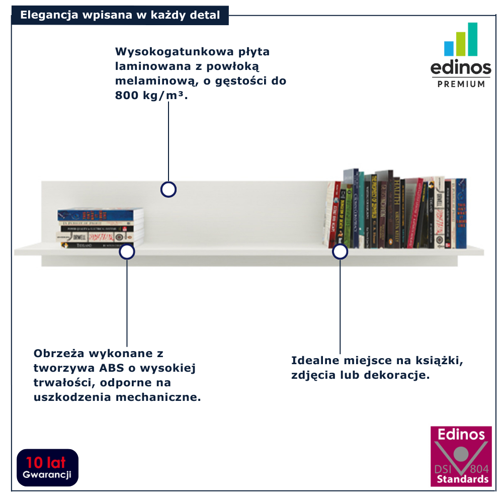 Klasyczna półka ścienna na książki Traviosa 9X fineline crema
