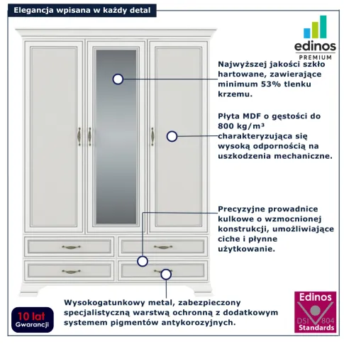 Duża szafa do salonu z szufladami Traviosa 13X fineline crema