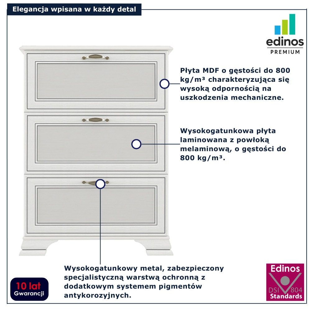Wąska szafka na buty do przedpokoju Traviosa 15X fineline crema