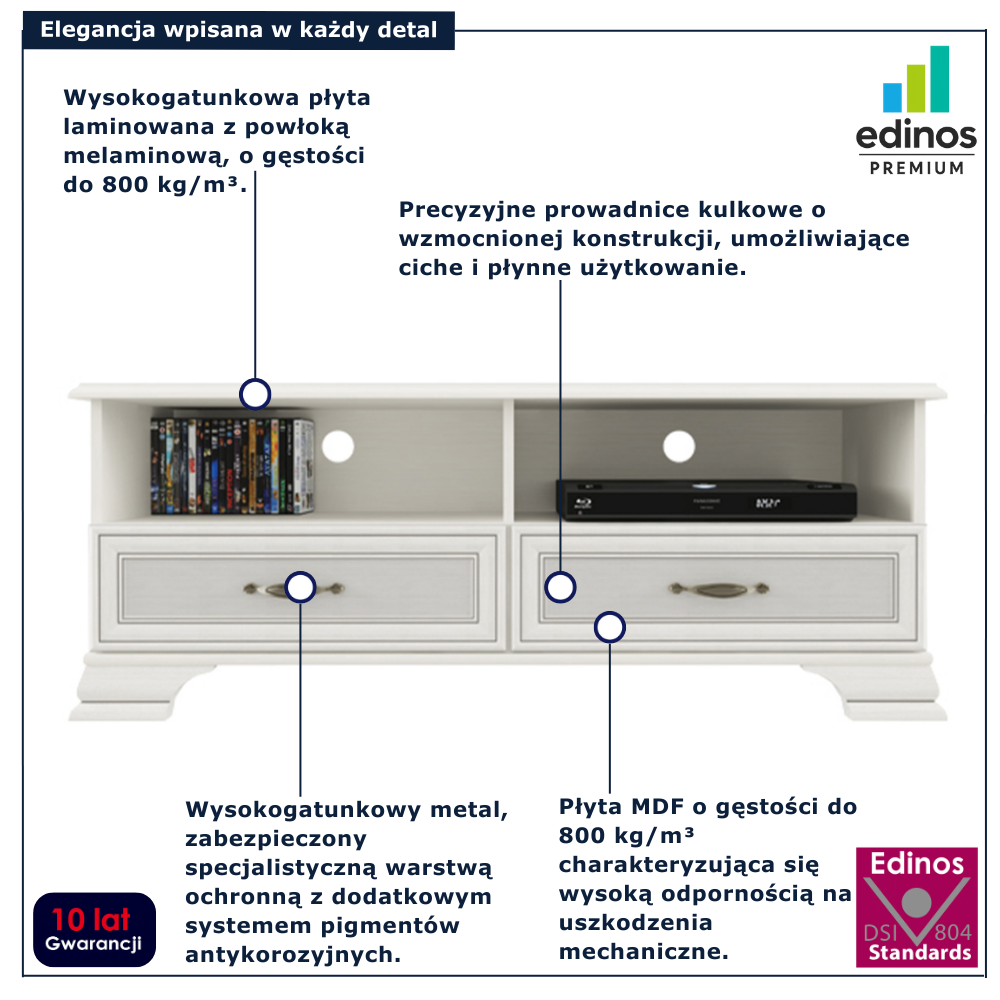 Szafka RTV w stylu klasycznym Traviosa 17X fineline crema