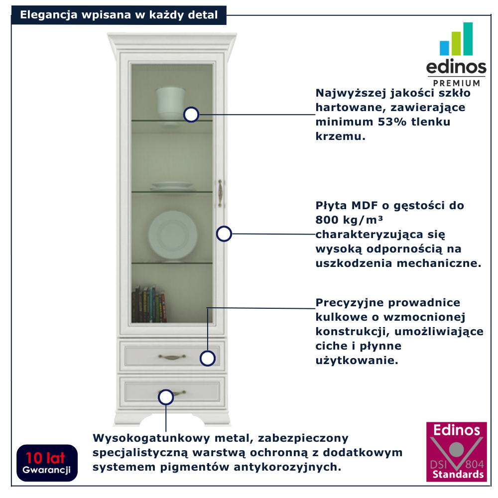 Klasyczna jednodrzwiowa witryna Traviosa 18X fineline crema
