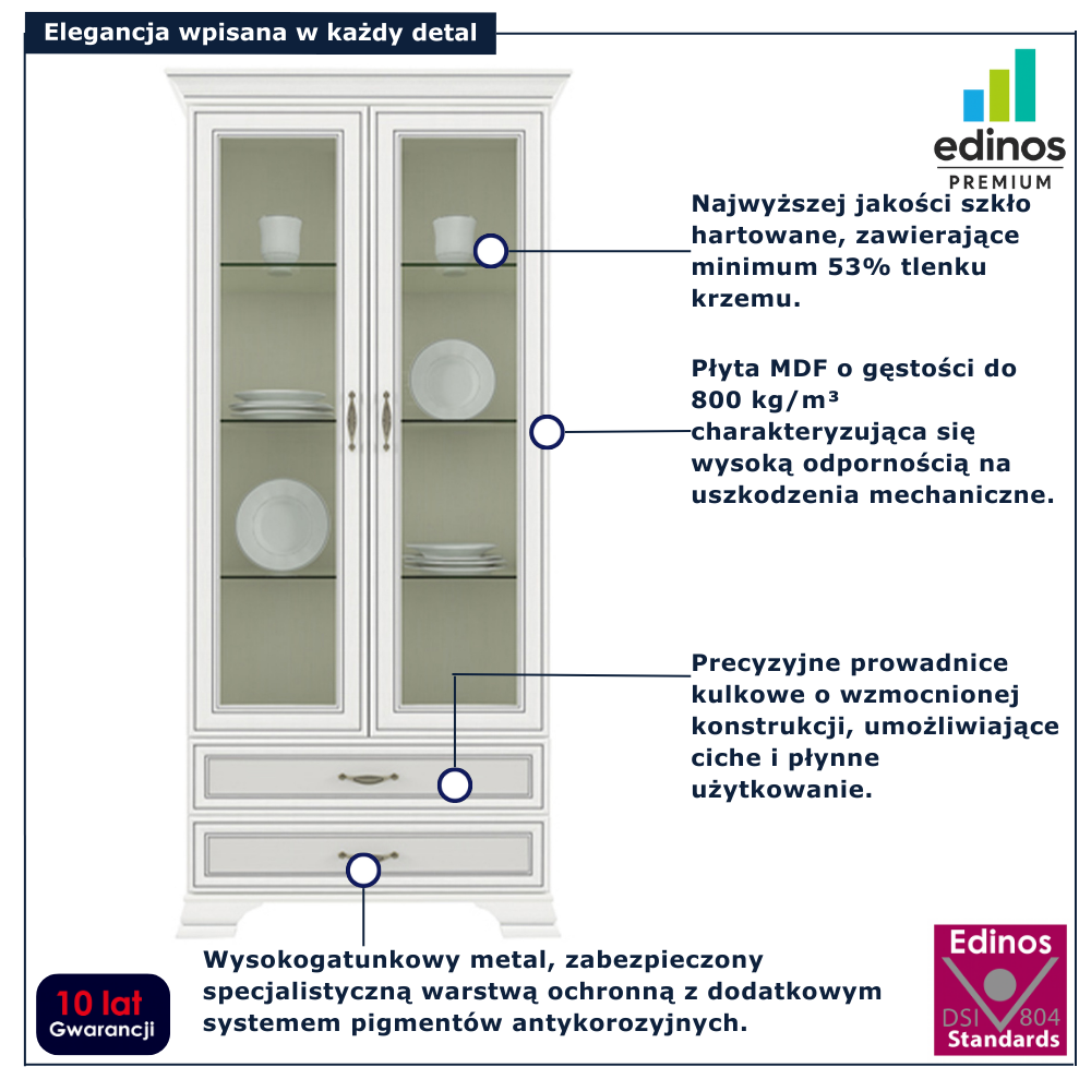Dwudrzwiowa witryna szklana Traviosa 19X fineline crema