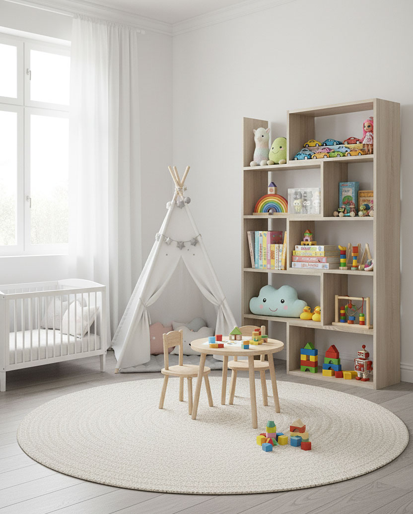 Aranżacja pokoju dziecięcego z regałem na zabawki Inglis 3X