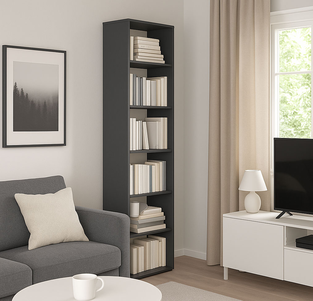 Przykładowa aranżacja z regałem Aneris 3X szary grafit