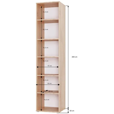 Wymiary wysokiego regału 50 cm Aneris 3X