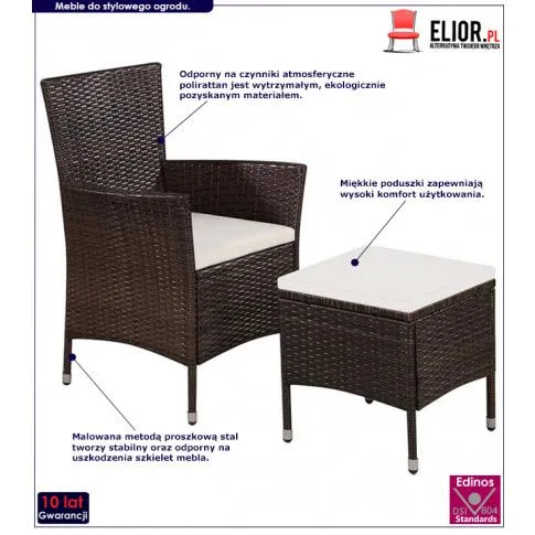 Fotografia Fotel ogrodowy z podnóżkiem Sherpa - brązowy z kategorii Krzesła ogrodowe