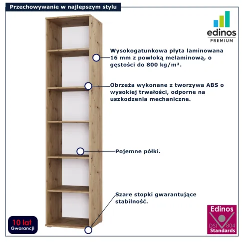 Wysoki regał do salonu dąb artisan Aneris 4X