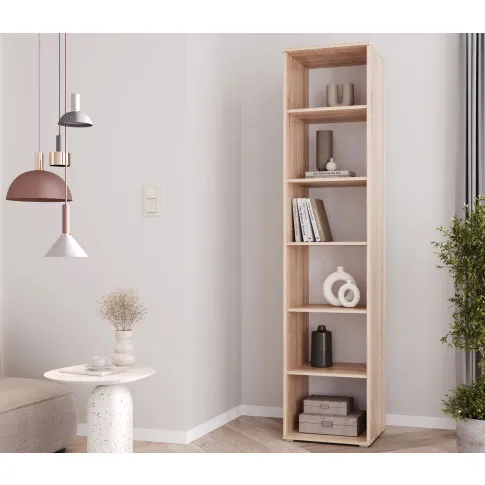 Salon z wykorzystaniem regału dąb sonoma Aneris 4X