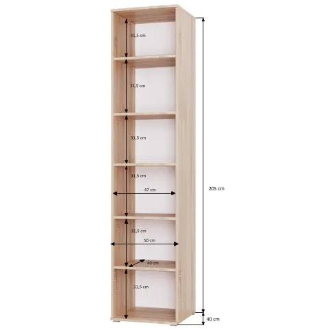 Wymiary wysokiego regału 50 cm Aneris 4X