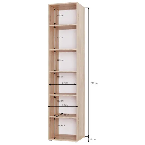 Regał wysoki 70 cm Aneris 4X wymiary