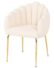Białe metalowe krzesło boucle ze złotymi nogami - Onalio w sklepie Edinos.pl