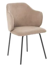 Beżowe sztruksowe krzesło metalowe tapicerowane - Lierra 3X w sklepie Edinos.pl