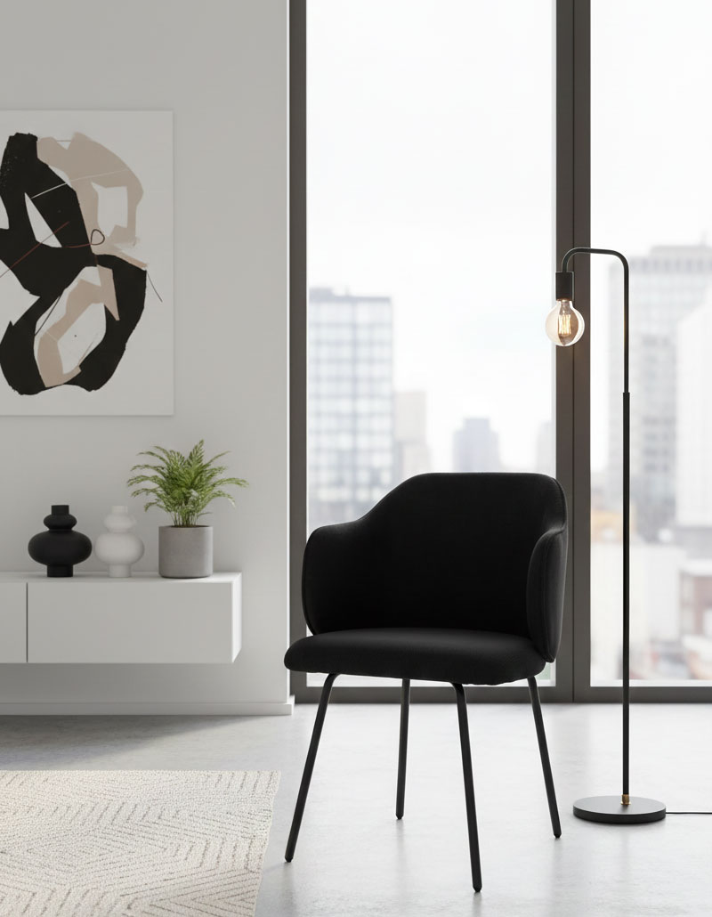 Aranżacja z wykorzystaniem czarnego krzesła Lierra 3X