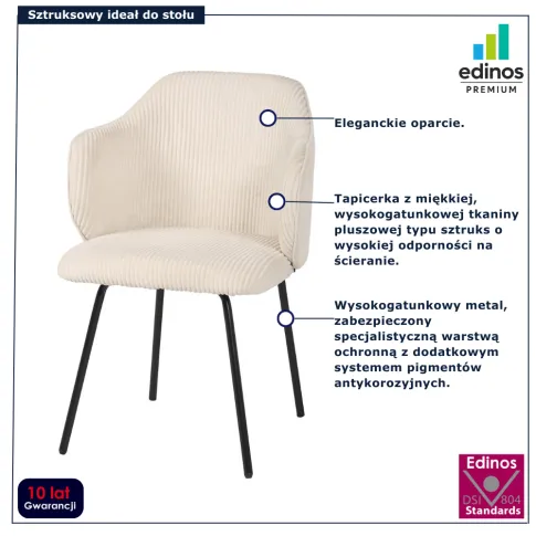 Kremowe krzesło na czarnych nogach Lierra 4X