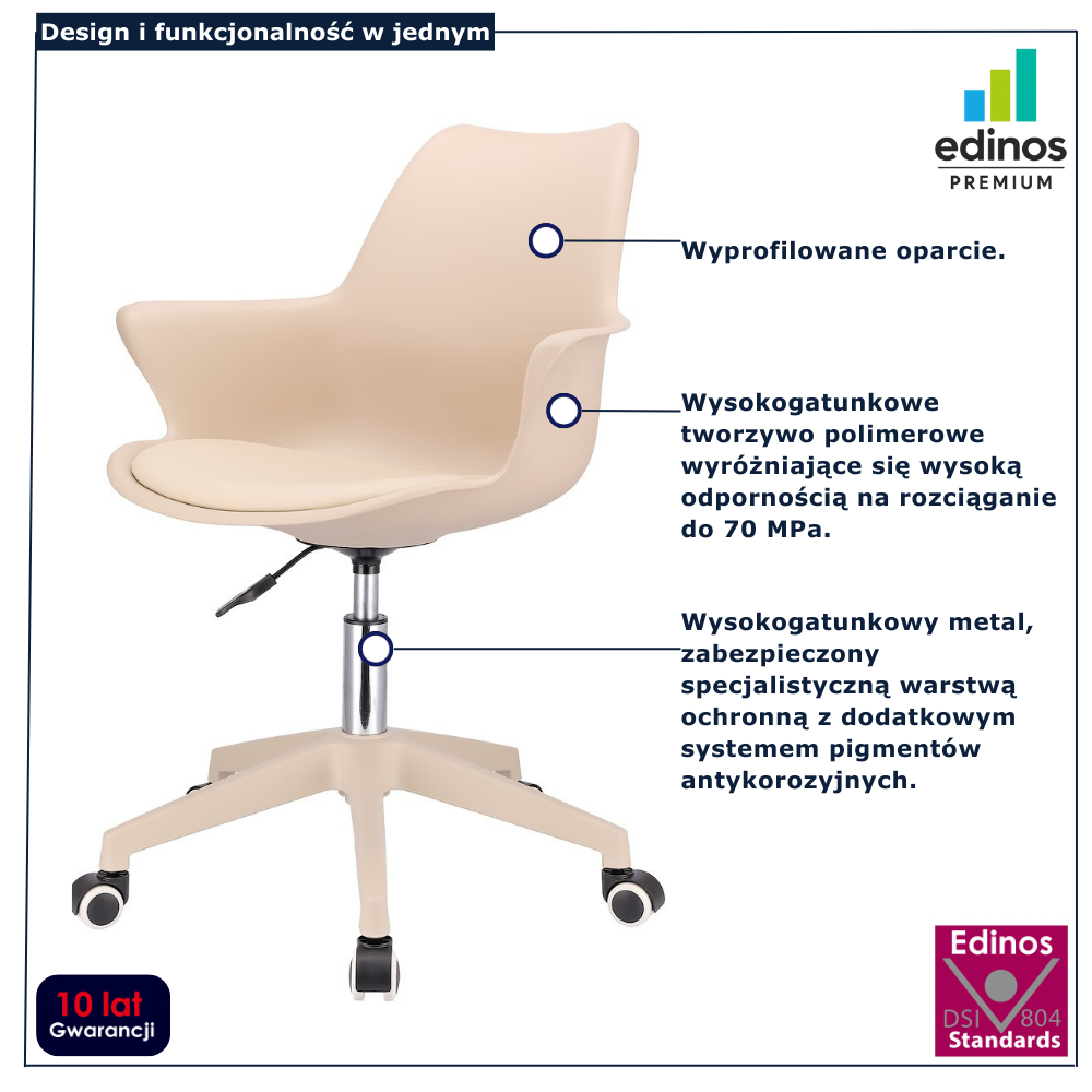 Beżowy fotel obrotowy Ziwia