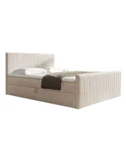 Beżowe pikowane łóżko kontynentalne 5 rozmiarów - Naverro w sklepie Edinos.pl