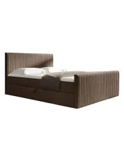 Brązowe welurowe łóżko kontynentalne 5 rozmiarów - Naverro w sklepie Edinos.pl