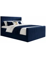 Granatowe łóżko z pojemnikiem 5 rozmiarów - Naverro w sklepie Edinos.pl