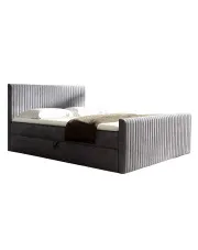 Szare pikowane łóżko kontynentalne z pojemnikiem 5 rozmiarów - Naverro w sklepie Edinos.pl