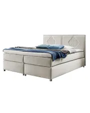 Beżowe tapicerowane łóżko kontynentalne 5 rozmiarów - Folvenna w sklepie Edinos.pl