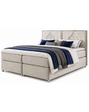 Beżowe tapicerowane łóżko kontynentalne 5 rozmiarów - Folvenna w sklepie Edinos.pl