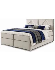 Beżowe tapicerowane łóżko kontynentalne 5 rozmiarów - Folvenna w sklepie Edinos.pl