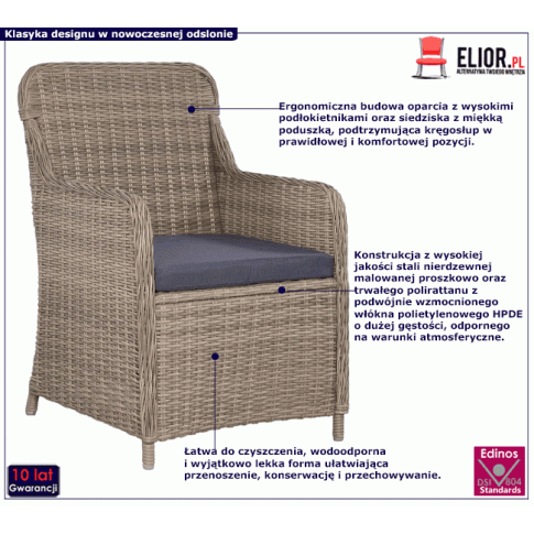 Zdjęcie rattanowe fotele ogrodowe z poduszkami Stili | Edinos.pl