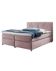 Różowe welurowe łóżko kontynentalne 5 rozmiarów - Folvenna w sklepie Edinos.pl
