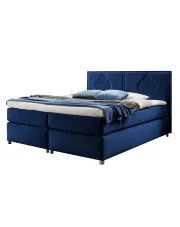 Granatowe łóżko welurowe z zagłówkiem 5 rozmiarów - Folvenna w sklepie Edinos.pl