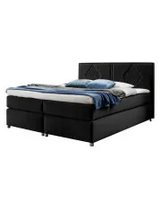 Czarne welurowe łóżko kontynentalne z zagłówkiem 5 rozmiarów - Folvenna w sklepie Edinos.pl
