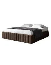 Brązowe pikowane łóżko tapicerowane 5 rozmiarów - Tivrro  w sklepie Edinos.pl